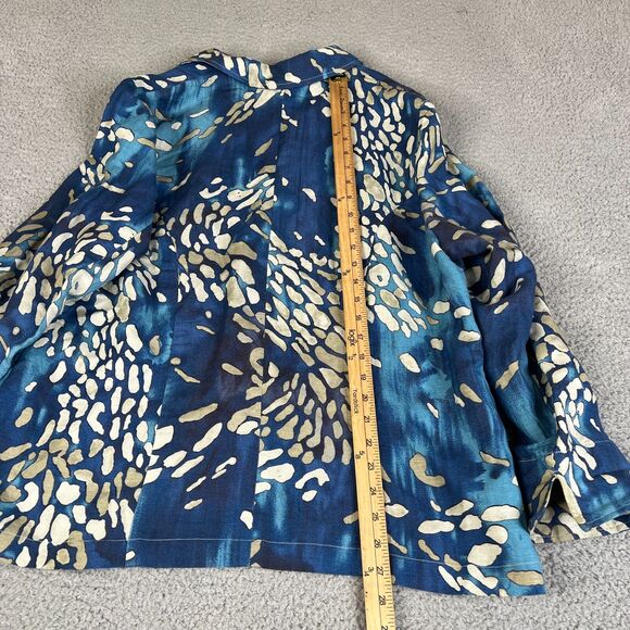 Coldwater Creek Jacket Womens PXL Petite Blue Linen Blend One Button Coat - Picture 6 of 10